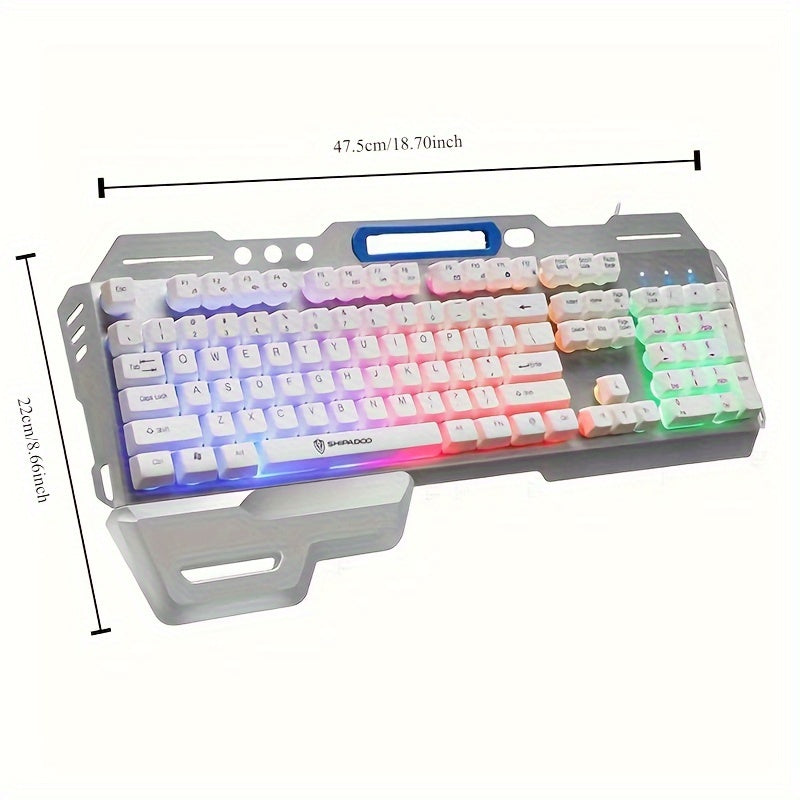 Ergonomic Gaming Keyboard with Hair Light - Ambidextrous Wired Keyboard for E-Sports and Office, Universal USB Plug-in, No Battery Required