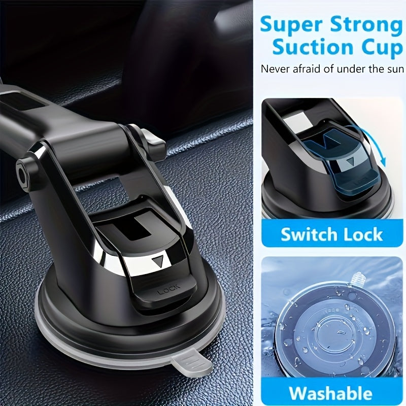 360-Degree Rotation, 270-Degree Head Rotation, Suction Cup Dashboard Mount, Soft PVC Car Phone Holder - a Universal 2-In-1 Smartphone Clamp for Vehicle Navigation.
