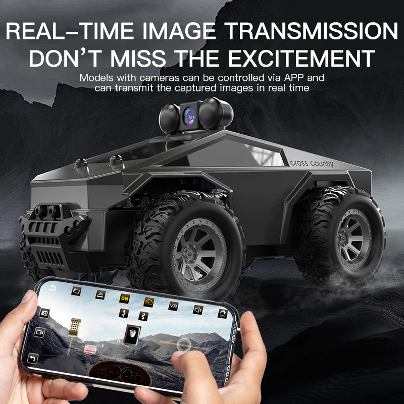 1/28 Scale FPV RC Truck with Camera & Live Video, 2.4GHz Remote Control Car with FPV Goggles-like View, Alloy-Body Style (Plastic), Anti-Interference System, 2-Speed Modes & Flashing Lights - Controlled for Boys & Adults (Gif