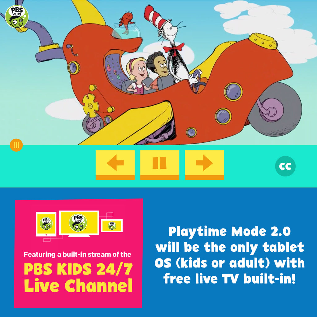 PBS Kids - Playtime Pad 2.0 - 7" HD Kids Safe Tablet + Live TV