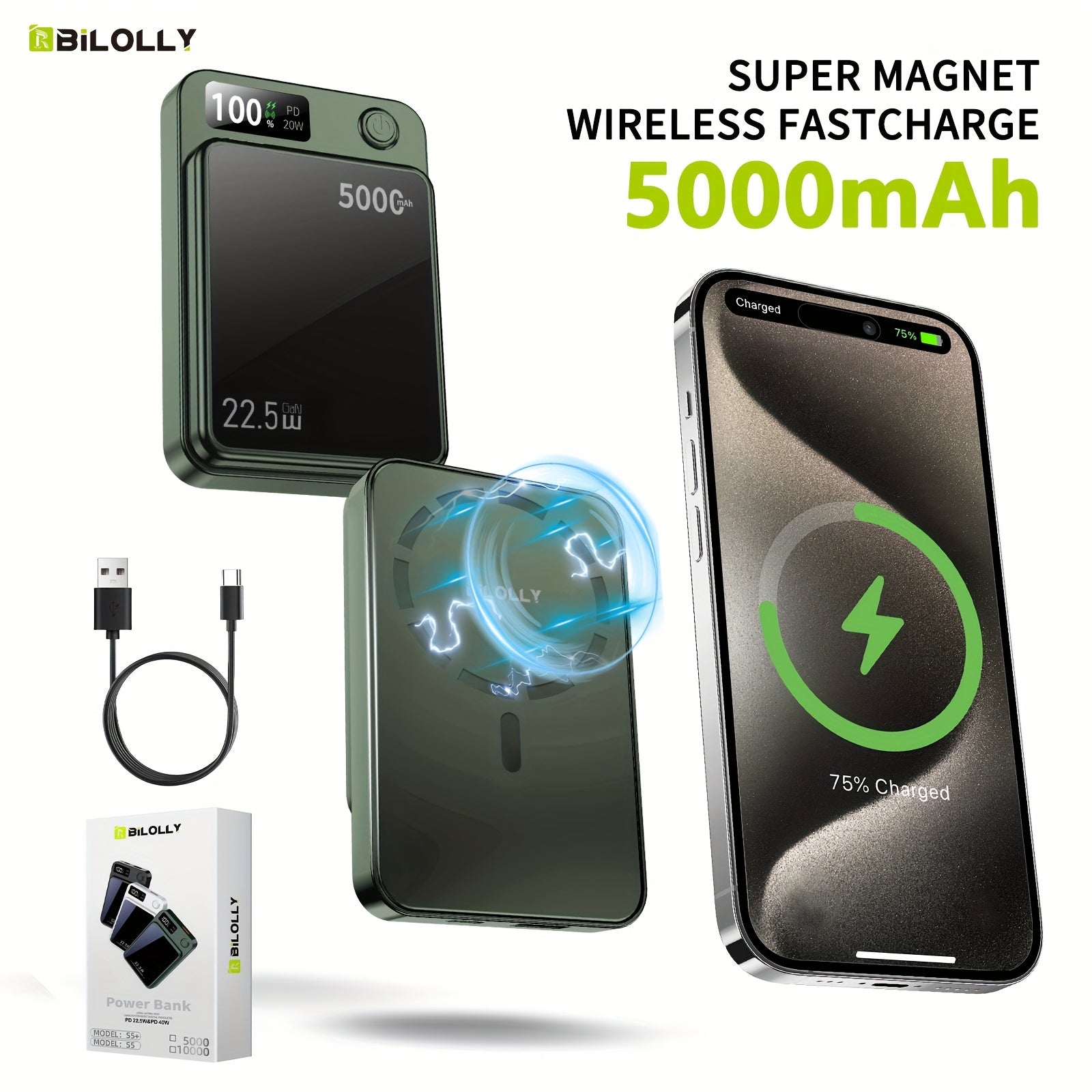 New Magnetic Wireless Power Bank - Portable Charger Power Bank, 5000/10000/15000mAh Battery Pack, 22.5/30W PD Fast Charging, 15W Wireless Charging, Magnetic Battery Pack For 17/16/15/14/13/12/Pro/Mini/Pro Max And Wired Chargi