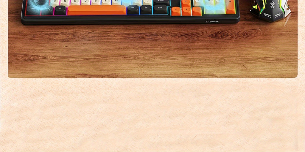 [Wired Gaming Keyboard] EWEADN Wired Gaming Keyboard with Rainbow Backlit, Portable Black Keyboard for Office-98 Keys, Computer External Keyboards Ergonomic Design, with Multimedia Knob, Ball Keycaps, for Gamers and Office, C