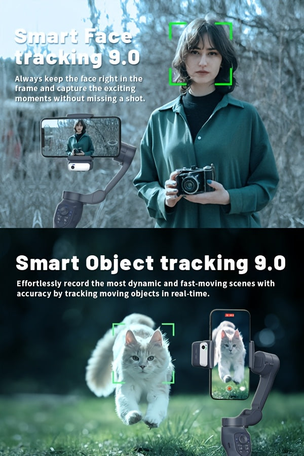[Smartphone Gimbal Stabilizer] 3-Axis AI Tracking Smartphone Gimbal Stabilizer for Photography, Live Streaming, and Vlogging - Compact, Highprecision, Handheld, Sleek, Stable Performance