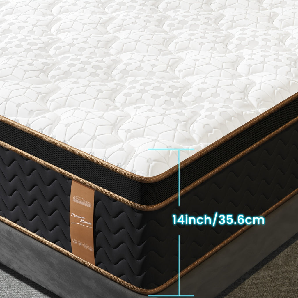 Full Quen King Mattress, 12 Inch Hybrid Mattress with Gel Memory Foam, Fiberglass-Free Medium Firm Deluxe Mattress In A Box, Individual Pocket Spring-Motion Isolation-Edge Support, 100 Nights Trial