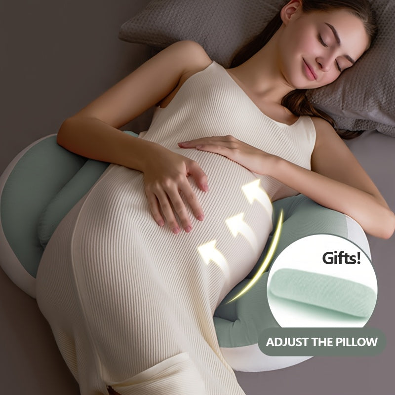 Soft U-Shaped Ergonomic Maternity Pillow for Side Sleepers with Lumbar Protection, Polyester Fill for Comfortable Belly & Back Relief, Ideal for Pregnancy Care