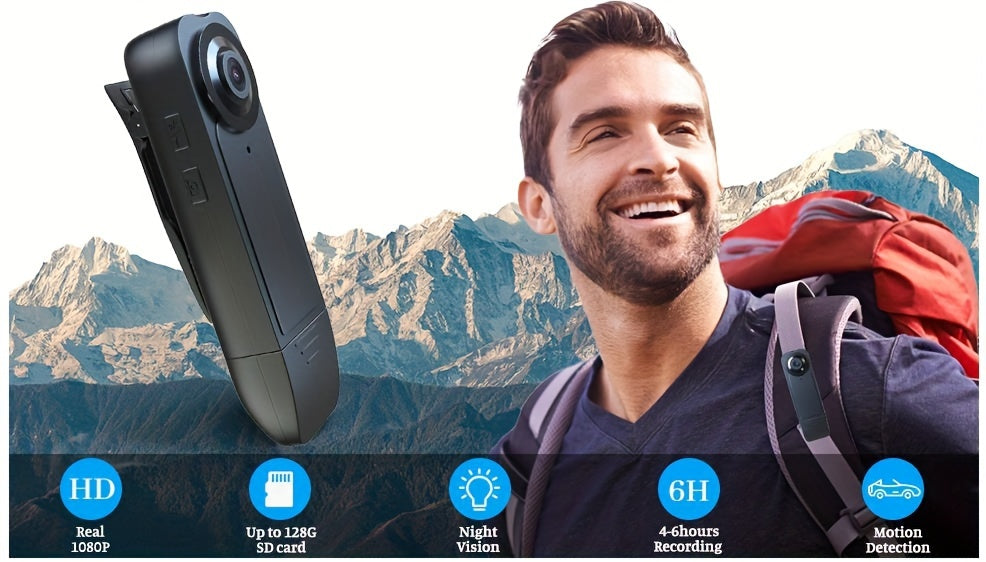 Body Camera, 1080P 64GB Body Camera with Upgraded Clip, Wearable Camera with Motion Detection and Night Vision, Suitable for Proof of Work, Delivery, Outdoor Travel, Personal Use