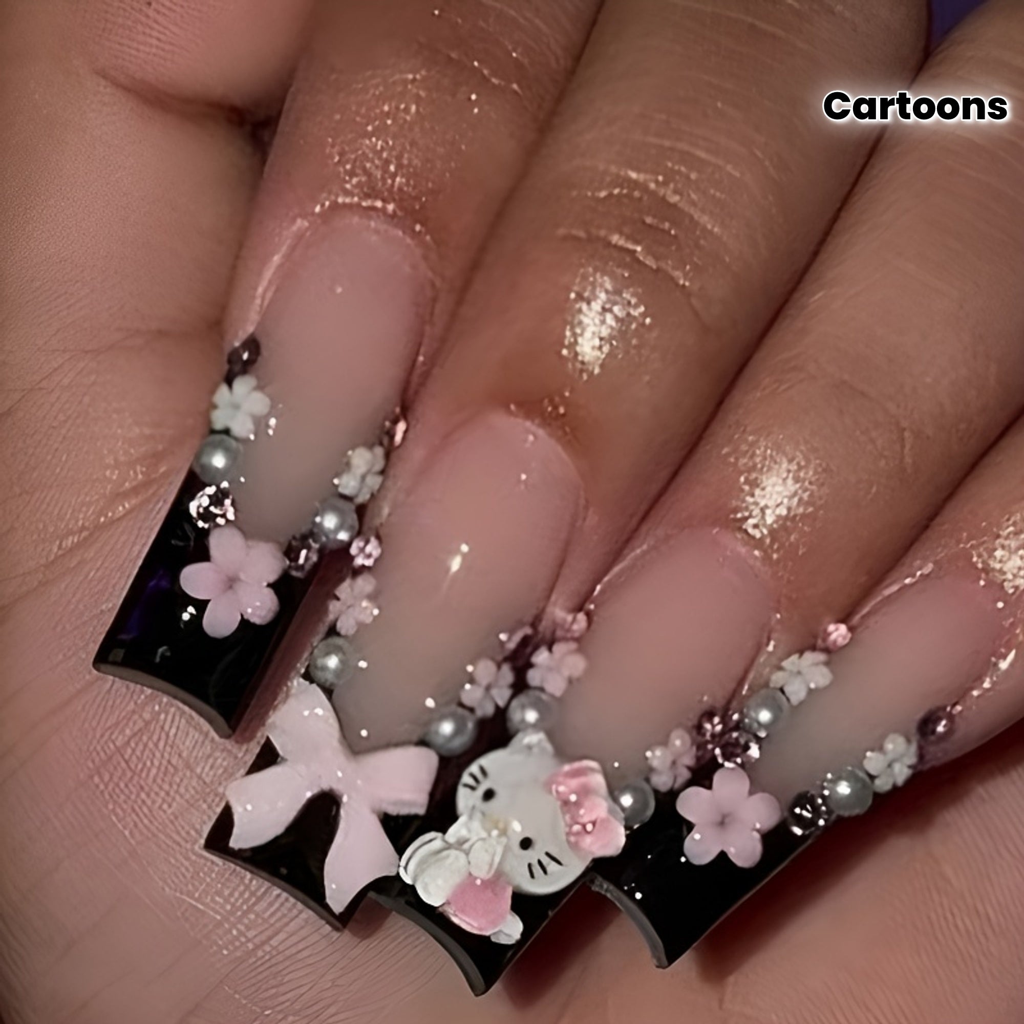 Hailey Hello Kitty Black Press-On