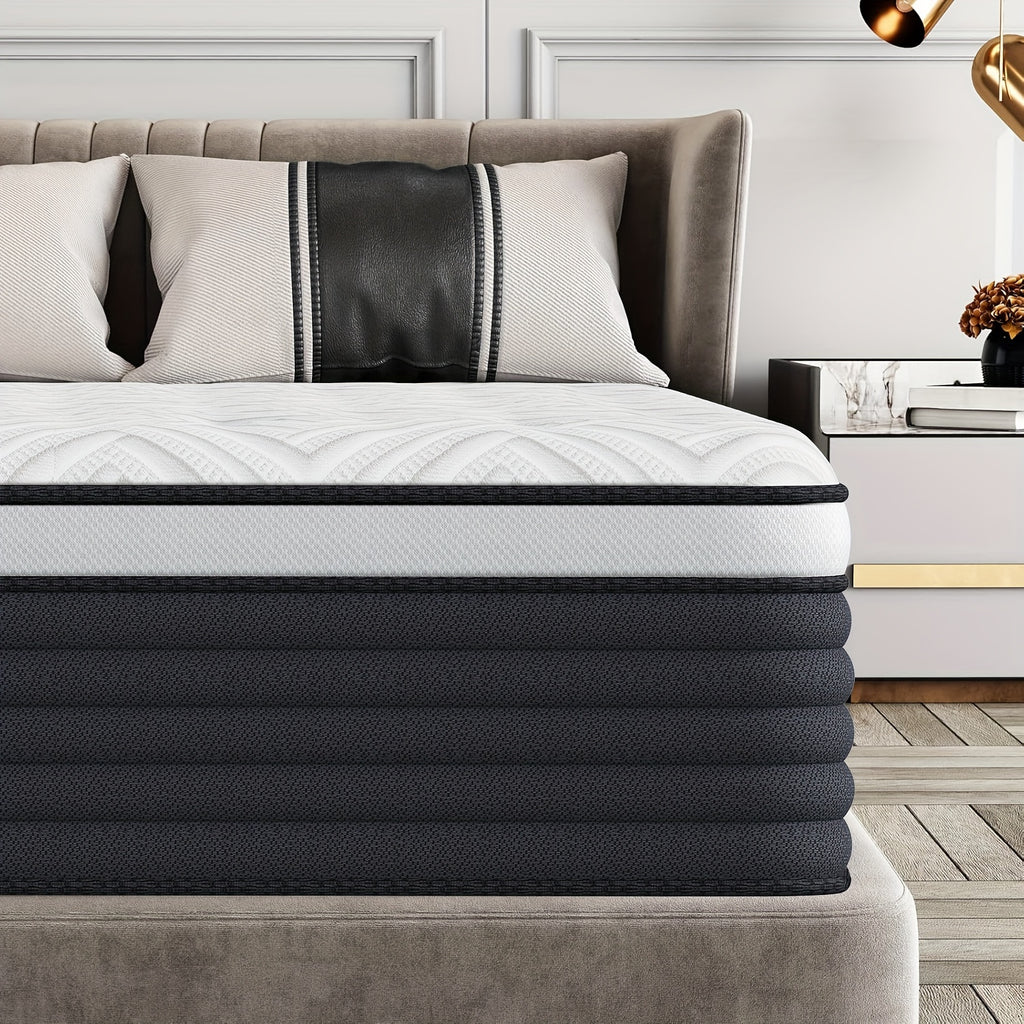 12 Inch Twin, Full, Queen, King Mattress In A Box, Memory Foam Hybrid Mattress With Individually Pocketed Springs For Isolate Motion