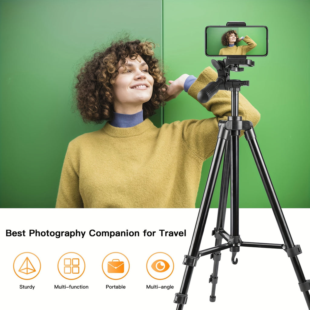 UEGOGO Aluminum Tripod with Gimbal Head, 51" Lightweight, for Cell Phone/Tablet, Ideal for Selfies, Video Recording, Vlogging, Live Streaming, with Carry Bag & Phone Clip, for No Battery Required
