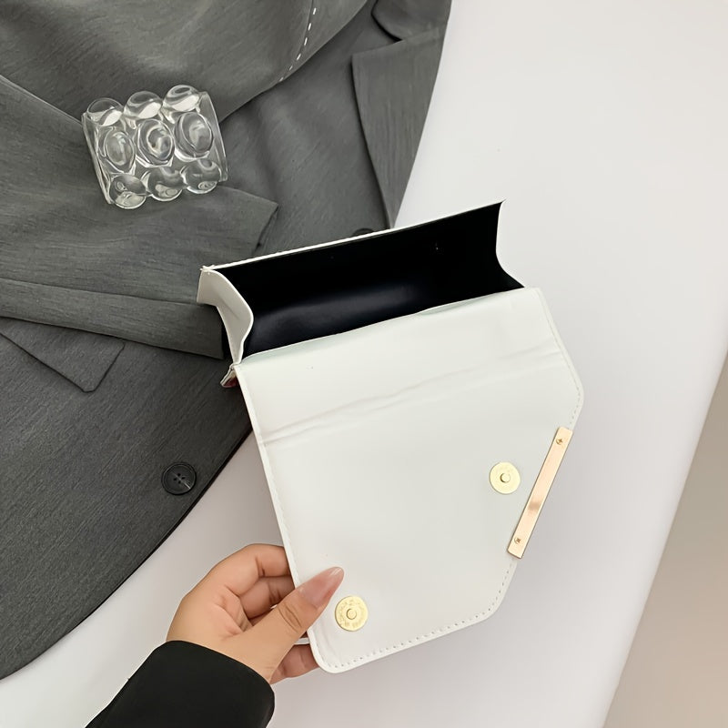 [Lightweight Shoulder Bag] Lightweight Magnetic Closure Color Block Shoulder Bag for Girls | Fashionable Casual Style, Artificial Leather, No Wash, Adjustable Strap, Unlined, Perfect for Outings