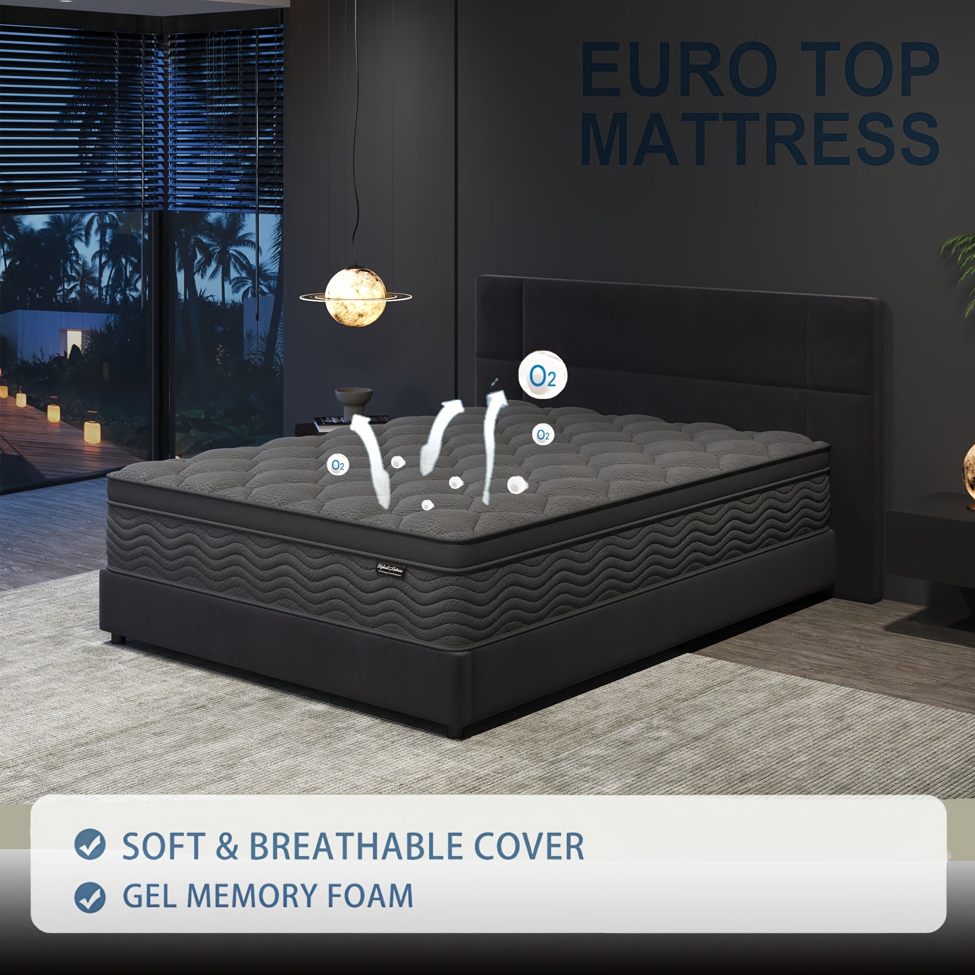 10/12 Inch Mattress Full Queen Size Memory Foam - Ergonomic Design, Medium Firm Hybrid Mattress, Luxurious Comfort With Pocket Springs, Grey Quilted Cover, Colchones Para Cama