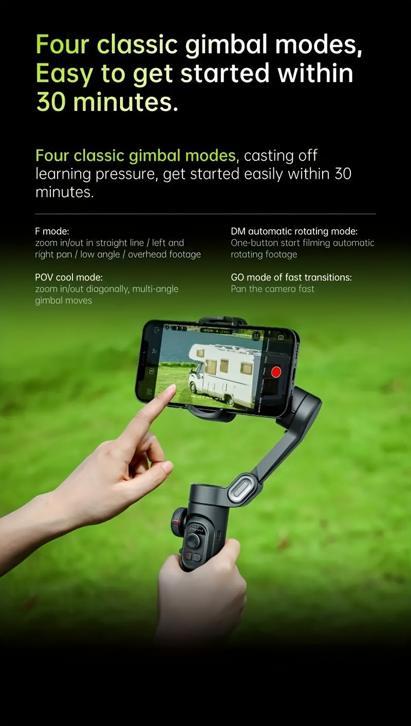 [ Gimbal Stabilizer]AOCHUAN Smart XE, Foldable And Portable Gimbal Stabilizer, Three-axis Stabilization And Anti-shake, 360-degree Rotation AI Automatic Face Tracking Shooting, Suitable For Panorama Gesture Control, Compatibl