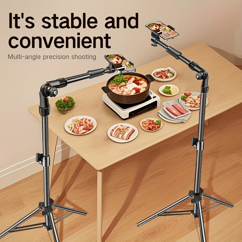 Adjustable 70-Inch Metal Tripod! Suitable for Mobile Phones, with an Adjustable Extension Arm, Ideal for Live Streaming, Recording, Cooking, Painting, And Food Photography