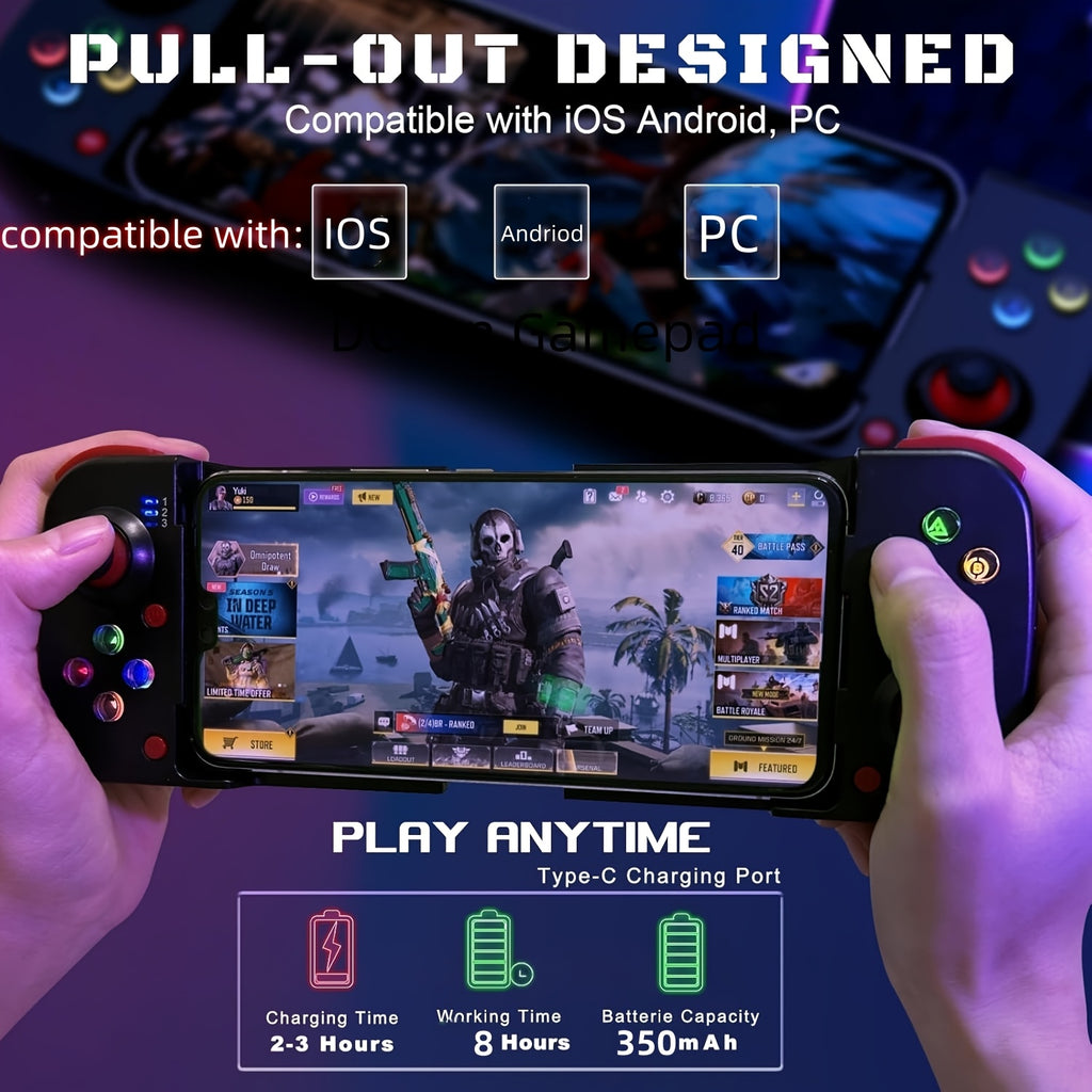 Wireless Gamepad for iPhone/Android/Steam Deck/PC/Table Mobile Phone Controller Wireless Game Controller Joystick Telescopic Gamepad COD Mobile Diablo Immortal - Directly Play, Gaming Accessory, Ergonomic Design, Compact Gami