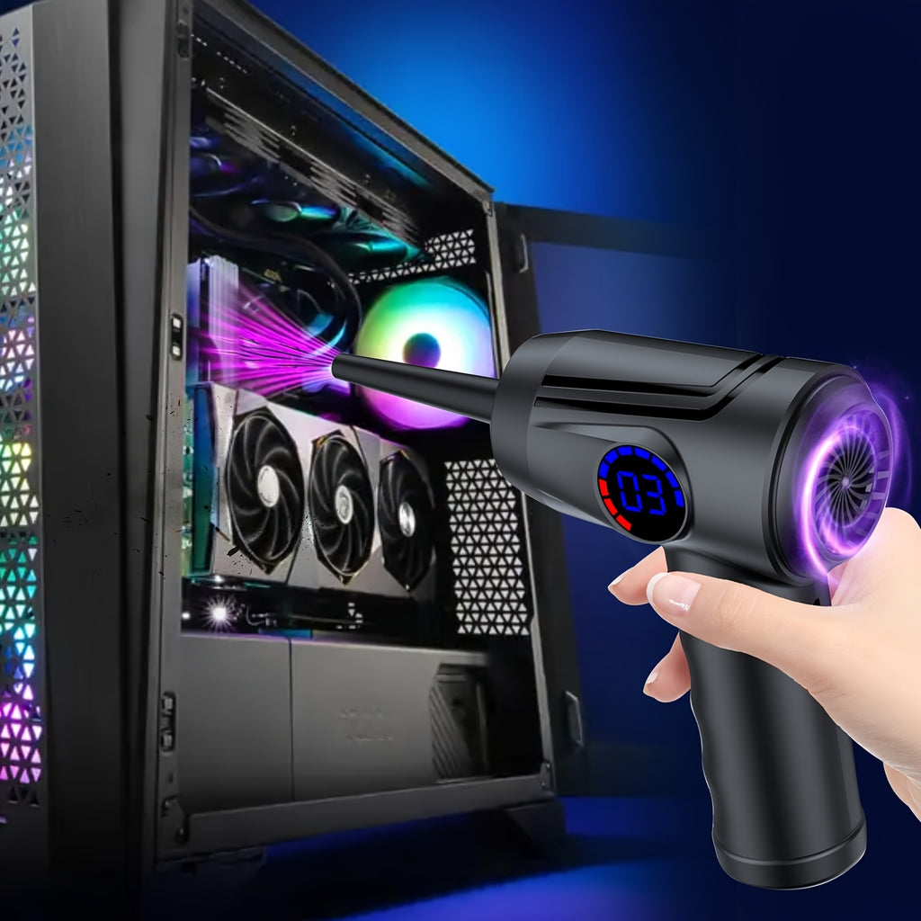 Cordless Electric Air Duster with 51000 RPM High-Power Blower, 4-Speed Adjustable & LCD Display, 3000mAh Fast Charging, 15-45 Min Runtime, USB-Powered Portable Cordless Vacuum Cleaner for Computers, Keyboards, TVs, Gaming Con