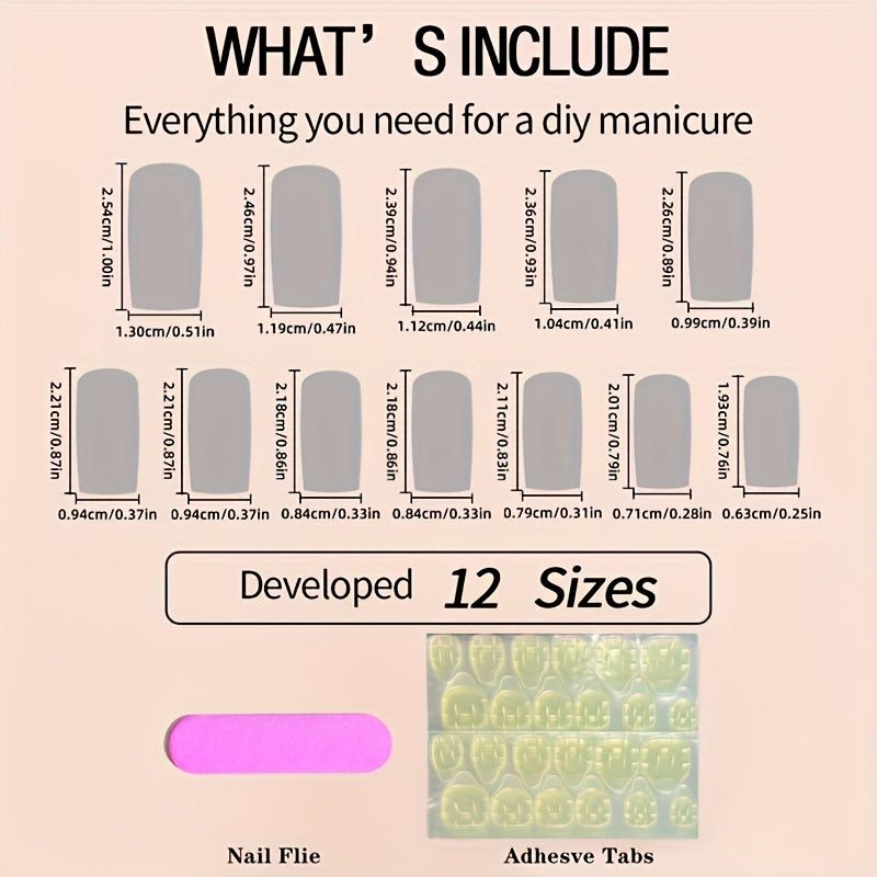 Glam Up with 24pcs Medium-Long Square Cartoon Hello Kitty Bow Heart Rhinestone French Tip Full Cover Nail Set for Women & s