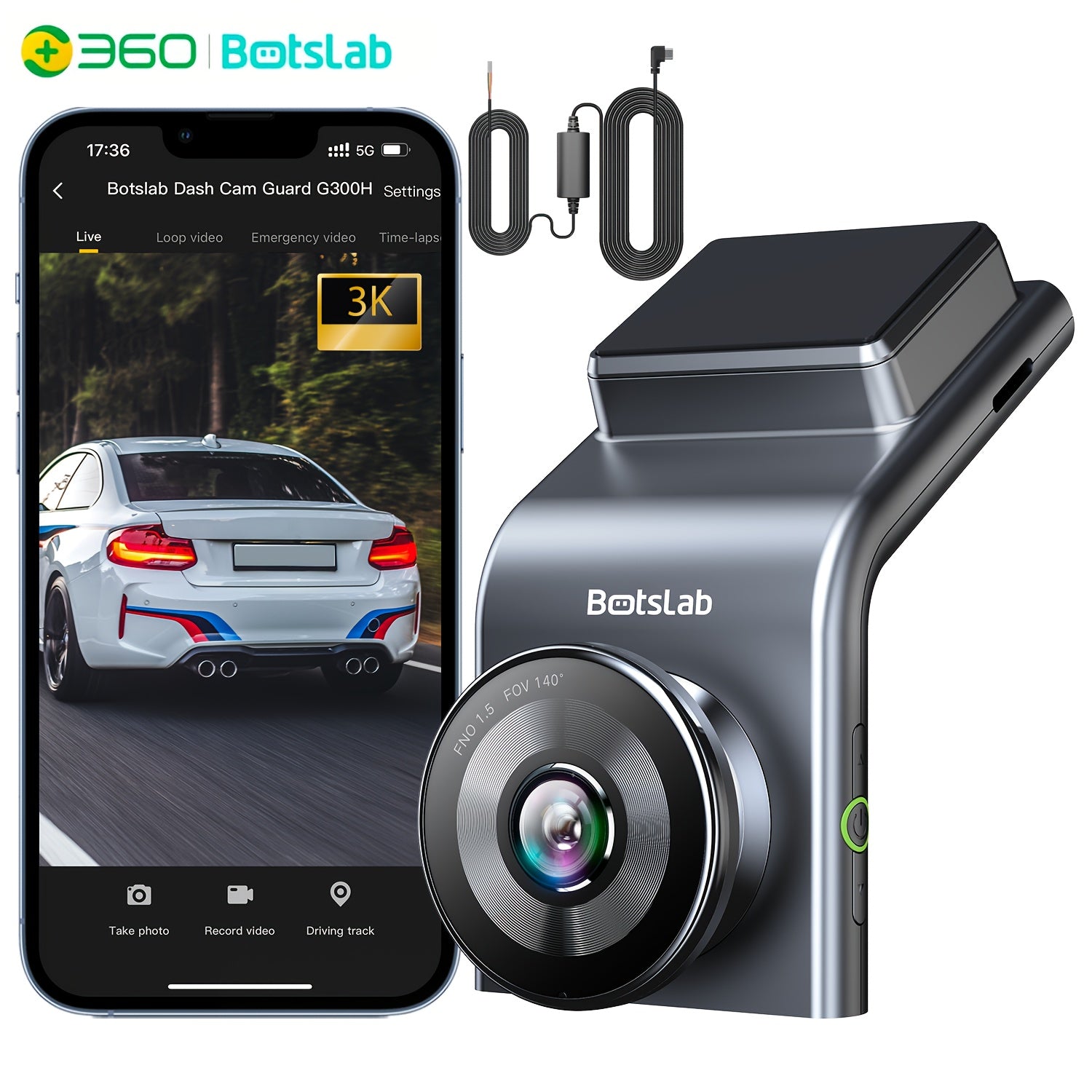 Front Car Dash Cam with 3K, 140° Wide Angle Lens, Built-In Wifi GPS, Night Vision, Motion Detection Alerts, Parking Mode, WDR, 24H Motion Detection, Dash Cam Front And Rear Wireless, Dash Cam with Wifi, Dash Cam for Car, Das