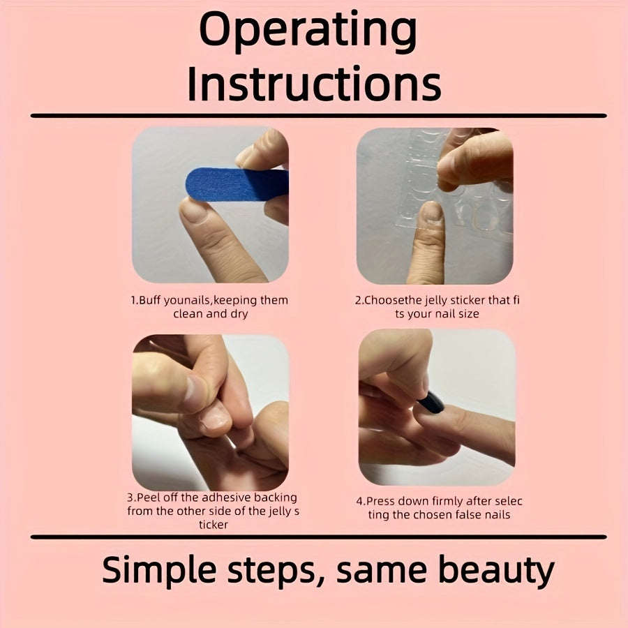 [Fake Nails Set] 48pcs Square Fake Nails Set, 3D Pure Desire Flower Spiral Nail Tips, Includes Nail File and Jelly Glue in the Box for Easy Application, Suitable for All Women