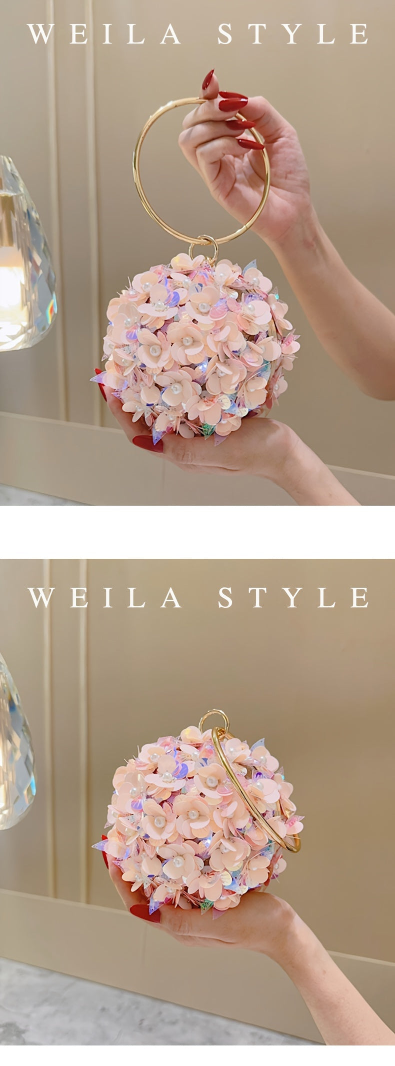 Sparkling Rose Golden Clutch Bag, Rhinestone Flower Design, Elegant Evening Handbag For Women, Party Dress Accessories