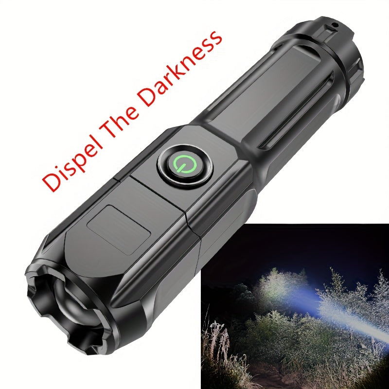 Baihuibri 1pc powerful variable focus flashlight, multifunctional portable household small flashlight, telescopic zoom light, rechargeable, suitable for outdoor lighting, work, exploration hiking