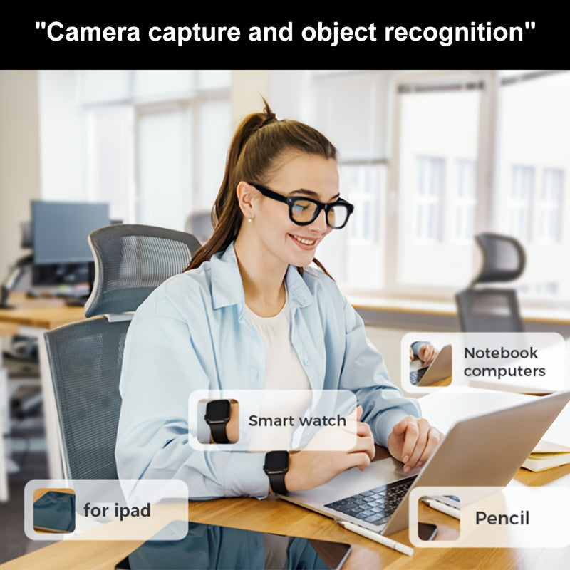 [Smart Translation Glasses] Smart Glasses with 1080P Video & Real-Time Translation | 160 Languages, 4K Motion Recording, High-Definition Audio, Noise Reduction, Wireless Call, Magnetic Charging - USB Rechargeable for TV, Mobi