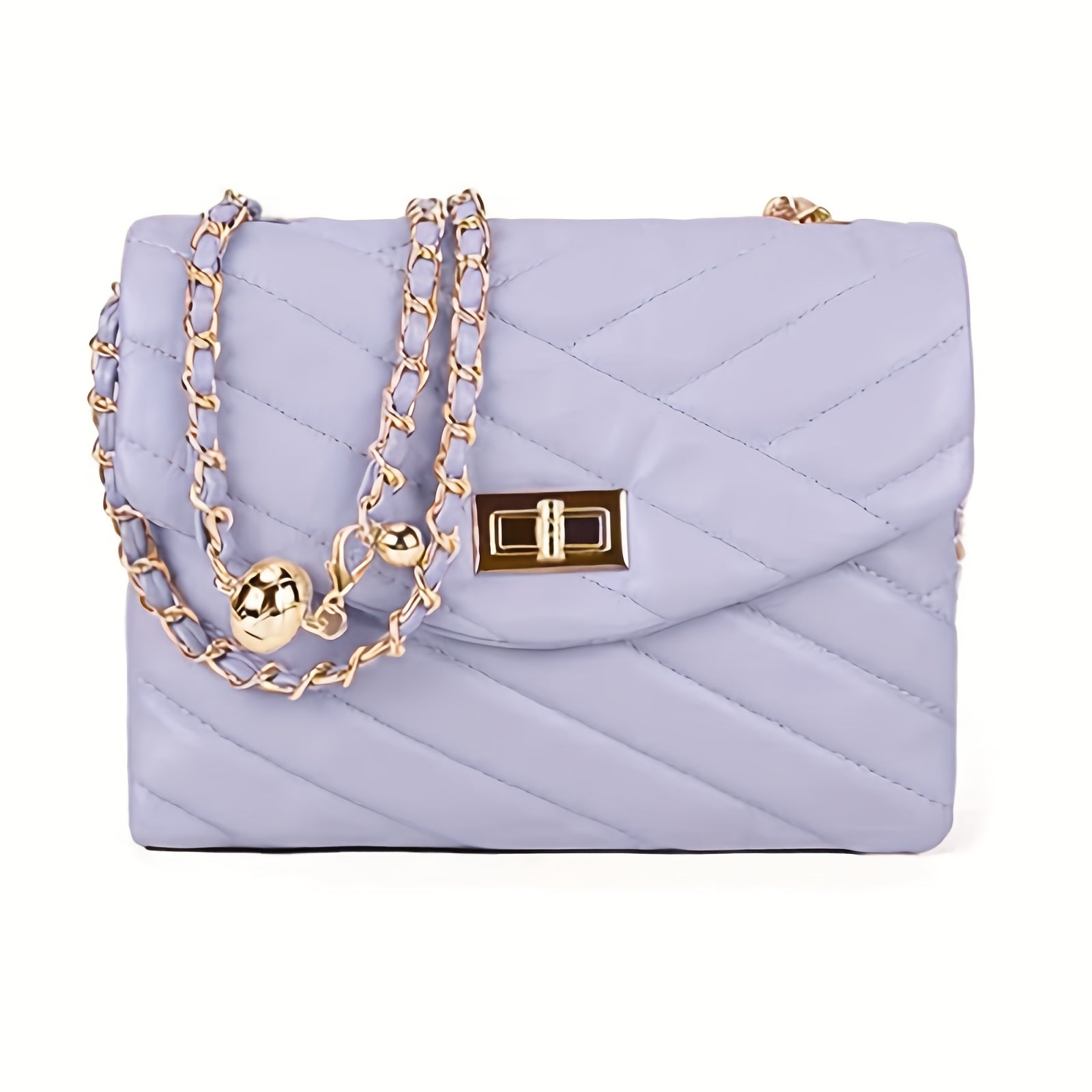 New Fashion Diamond Lattice Soft Chain Bag, Leisure And Simple With Pure Color PU Ladies Daily Travel Crossbody Bag