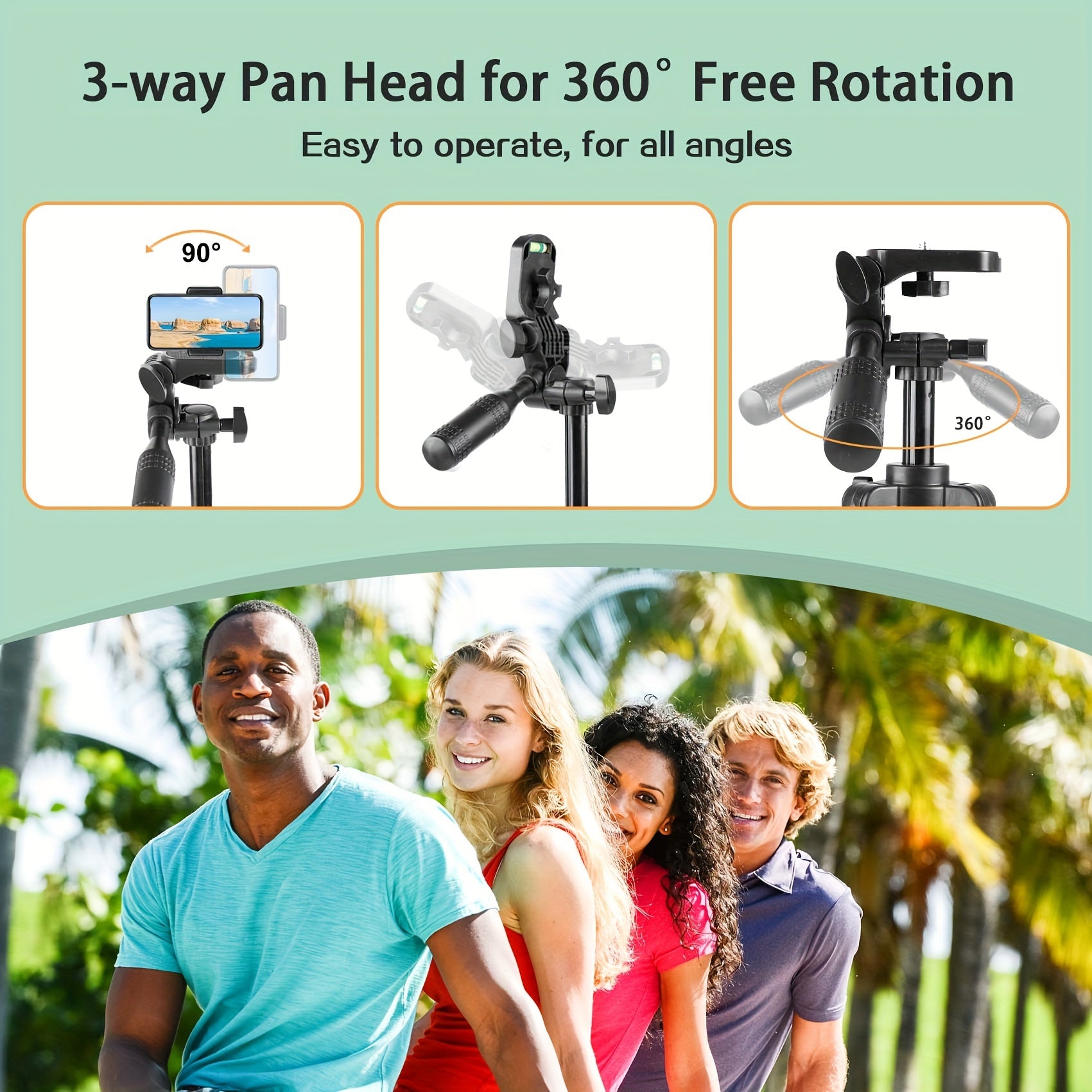 UEGOGO Aluminum Tripod with Gimbal Head, 51" Lightweight, for Cell Phone/Tablet, Ideal for Selfies, Video Recording, Vlogging, Live Streaming, with Carry Bag & Phone Clip, for No Battery Required