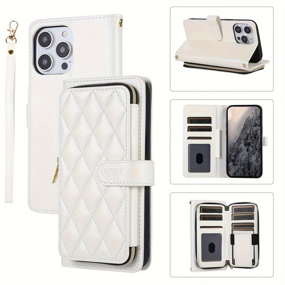 Crossbody Wallet Case Designed for Iphone 16E, 16, 15, 14, 13, 12, 11 Pro Max, 7, 8 Plus, SE 2020, And SE 2022, Featuring a Zippered Handbag Style, Flip Cover, Kickstand Folio, Card Slots, Wrist Strap, And Lanyard for The for