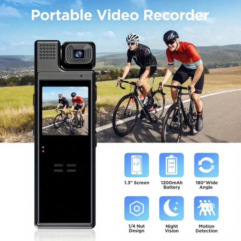 Smart Recorder - 1080P HD Body Camera, 180-degree Rotatable Lens, Handheld Pocket Camcorder, USB Charging, Perfect Gift for Holidays & Birthdays (SD Card Not Included), Travel Companion, Event Recording, Lightweight Camera, C
