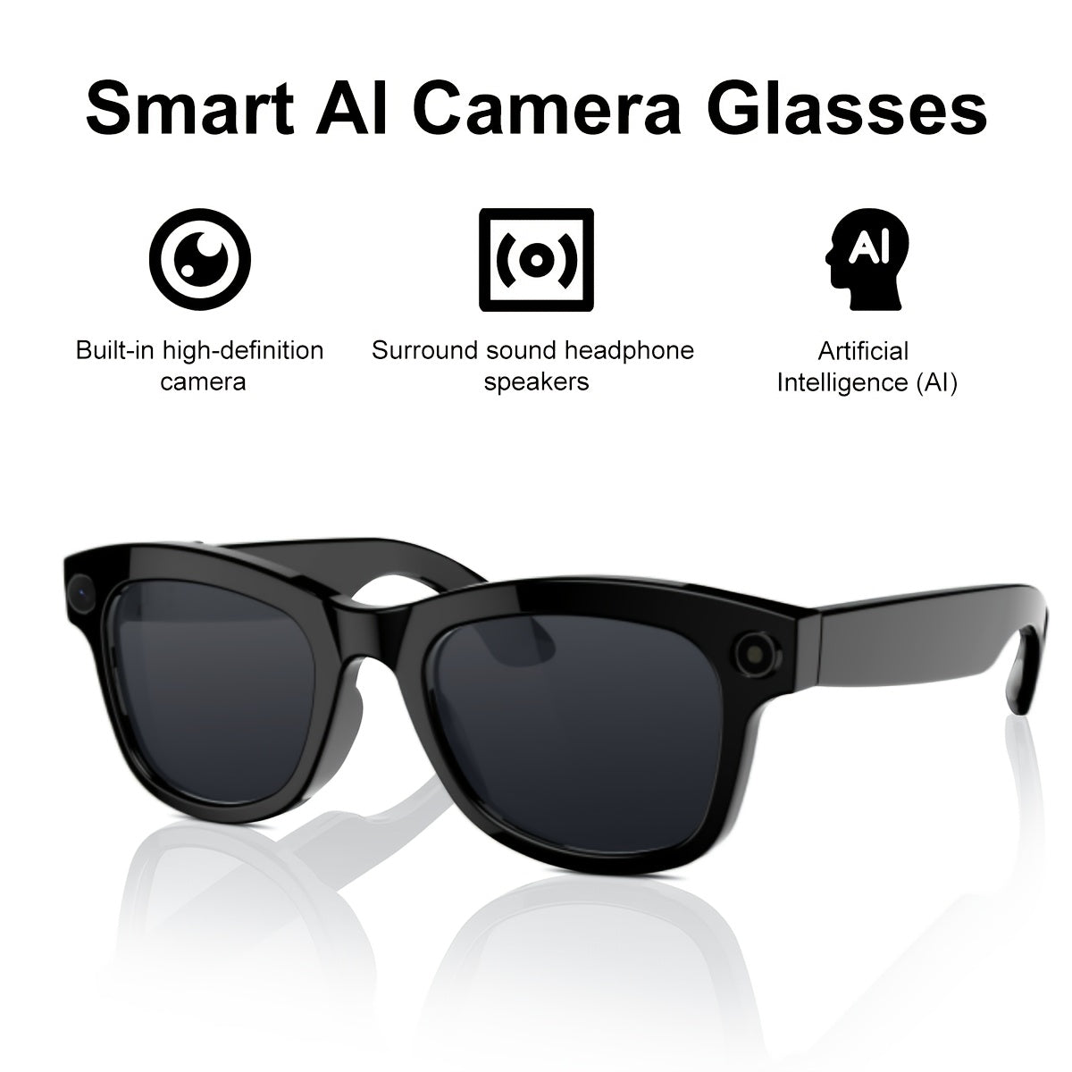 [Smart Translation Glasses] Smart Glasses with 1080P Video & Real-Time Translation | 160 Languages, 4K Motion Recording, High-Definition Audio, Noise Reduction, Wireless Call, Magnetic Charging - USB Rechargeable for TV, Mobi