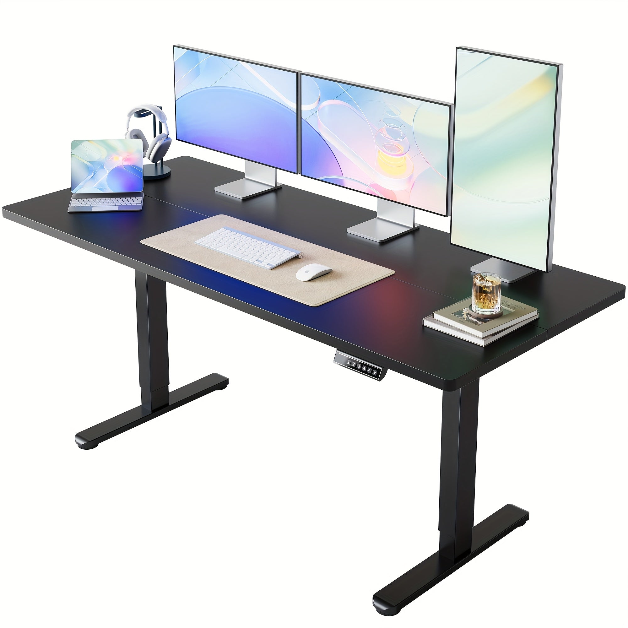 63/55/48/40 inch adjustable height electric lift desk, ergonomically designed recording studio desk, gaming desk, suitable for home offices, cafes, restaurants, recording studios, 4 colors, electric standing desk, perfect Chr