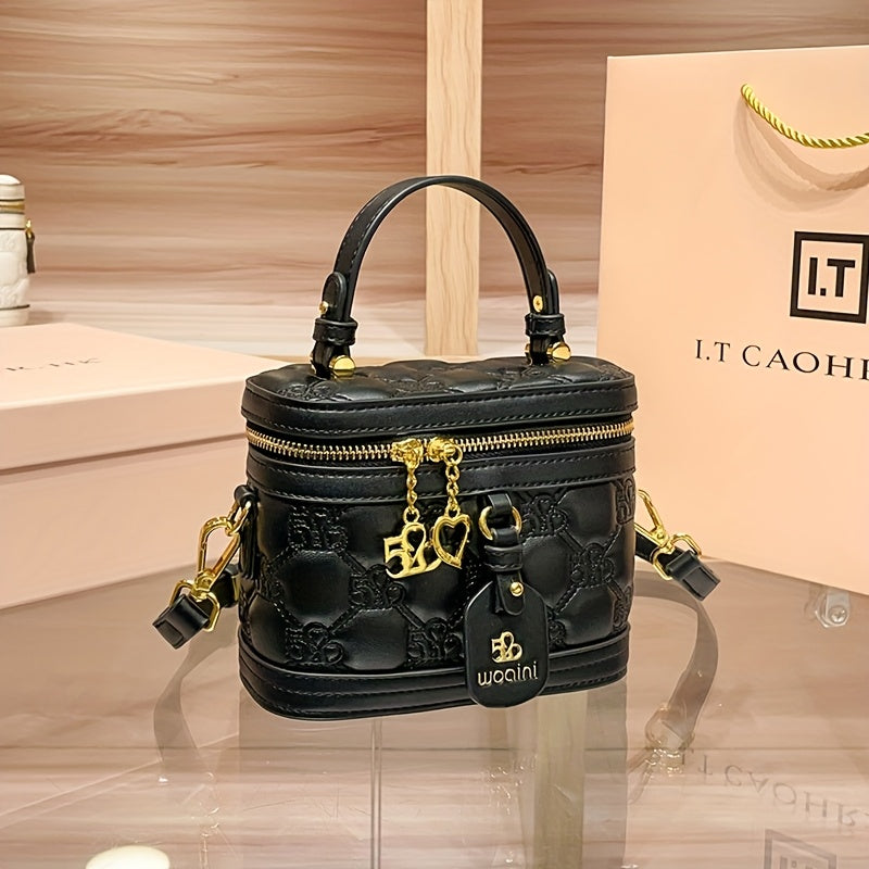 [Luxury Box Bag] High-End Retro Mini Box Bag | Light Luxury Niche, Women's Cross-Body Bag, Zipper Closure, Detachable Shoulder Strap, Valentine's Day Gift for Girlfriend, Perfect for Daily And Commuting Us