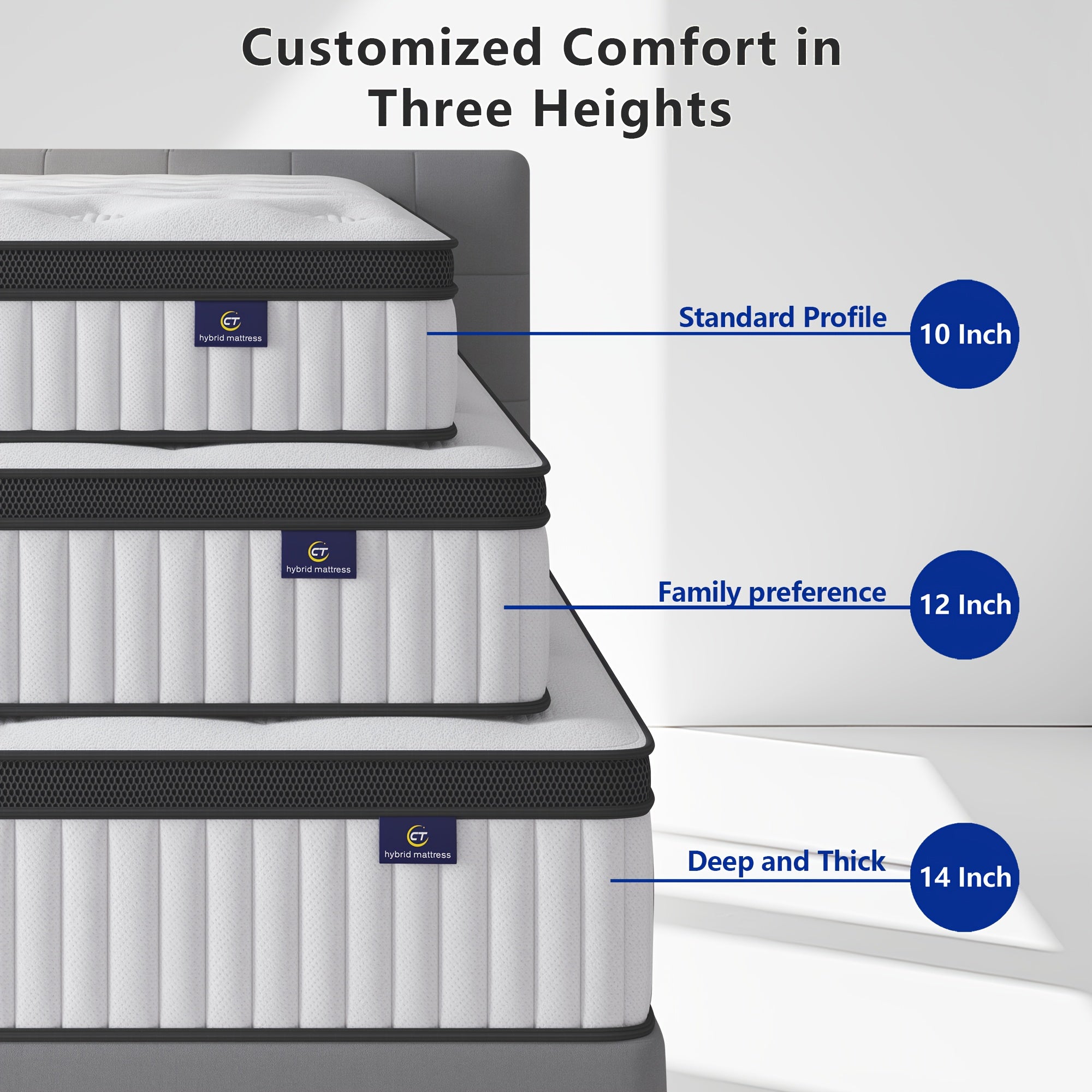 10/12 Inch Multilayer Hybrid Full Mattress Queen Mattress- Multiple Sizes & Styles Available, Ergonomic Design With Memory Foam And Pocket Spring, Medium Firm Feel