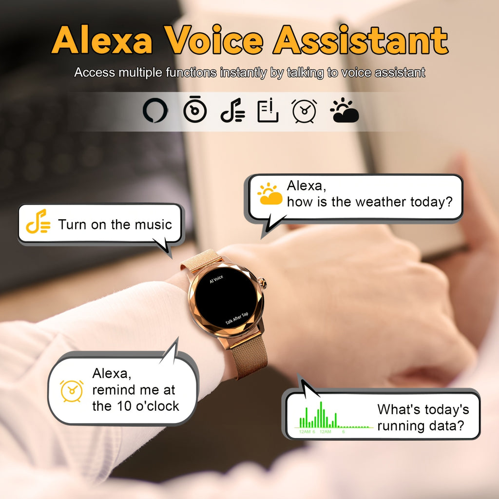 [Women's Smart Watch] Smart Watch for Women 2025 - High-Quality, Answer & Calls, Fitness Tracking, Sedentary Reminder, Weather Notifications, Calorie Tracker, Compatible with Android & iPhone, USB Charging, Sleek Design, Dura