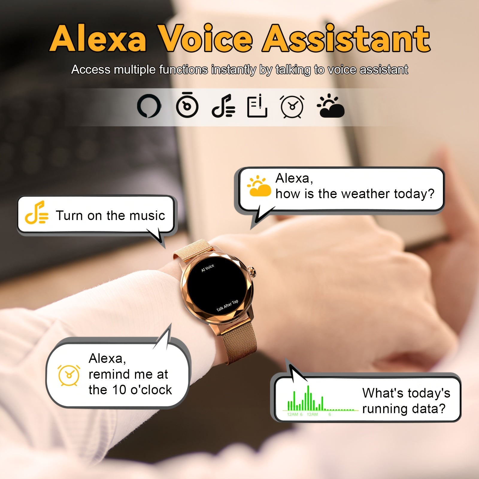 [Women's Smart Watch] Smart Watch for Women 2025 - High-Quality, Answer & Calls, Fitness Tracking, Sedentary Reminder, Weather Notifications, Calorie Tracker, Compatible with Android & iPhone, USB Charging, Sleek Design, Dura