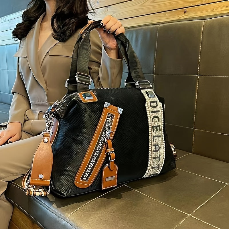 [Tote Bag] Trendy Tote Bag for Women, Large Capacity Bag, Shiny Rhinestone Decor