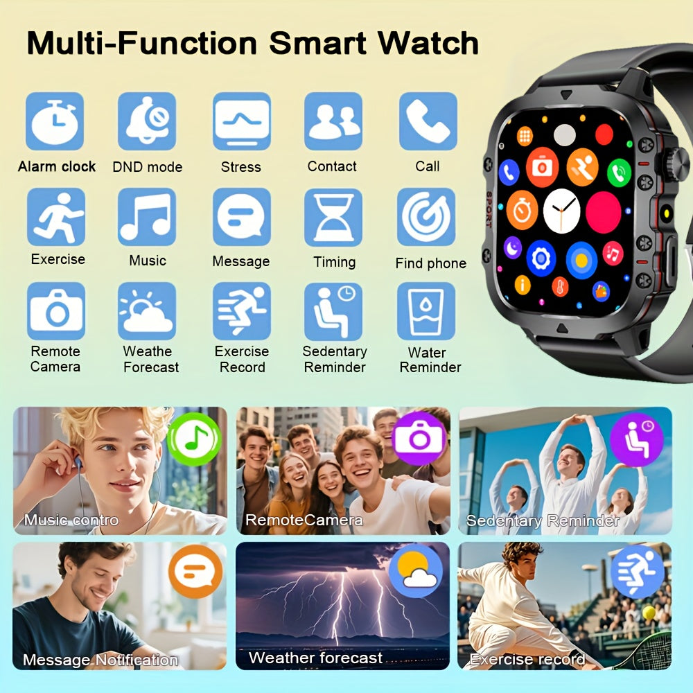 [Smartwatch for Men/Women] New Smartwatch for Men and Women - Wireless Calling/Text Messages/Multiple Sports Models/Remote Camera Control/Fitness Tracker, Compatible with iPhone & Android, USB Charging, Silicone Strap, Modern