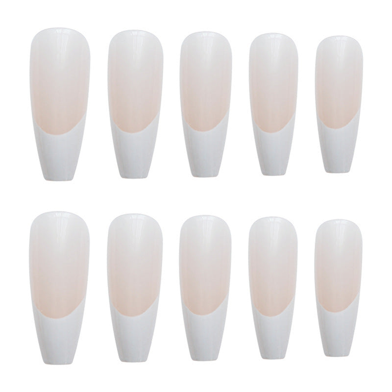 254 Round Art French-Style Fake Nail Tips Wearable Nail Stickers Ready-Made Nail Stickers 24pcs, Nail Art, Ballet Shape Nails, French Manicure, Reusable Nails, Durable Stickers, False Nails, Press On Nails, Beauty Lovers, Par