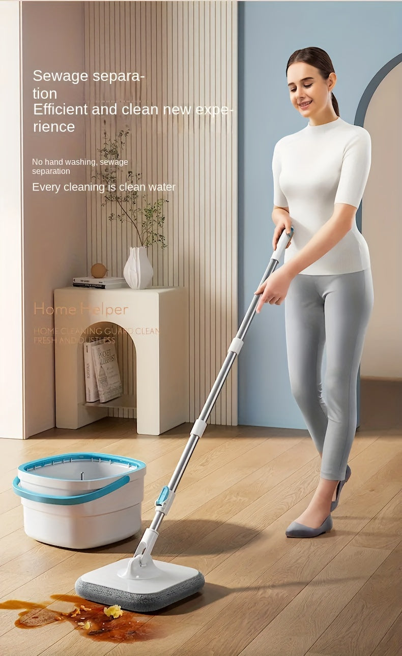 A Set of Sewage Separation Free-Standing Mop Buckets, Household Rotary Floor Mops, Lazy Mops, Dust-Removal Mops, Dry And Mops, Is Very Suitable for Home, Kitchen, Bathroom Floors, Cleaning Supplies