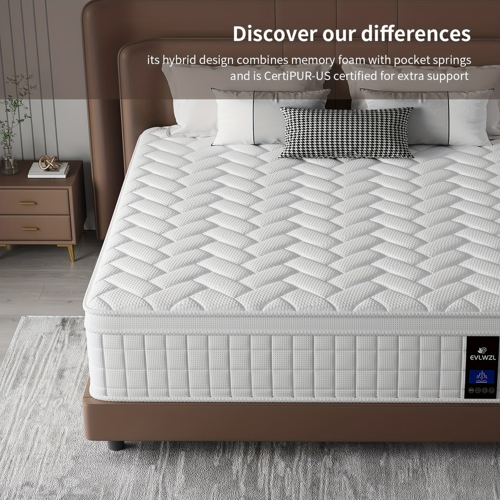 Queen Mattress, 8/10/12/14 Inch Mixed White Mattress, Luxury Gel Memory Foam Spring Mattress, Medium Hardness, Comfortable Sleep Experience - Suitable for Double, Full Size, Large And Extra Large Bed, Edge Support, Valentine'