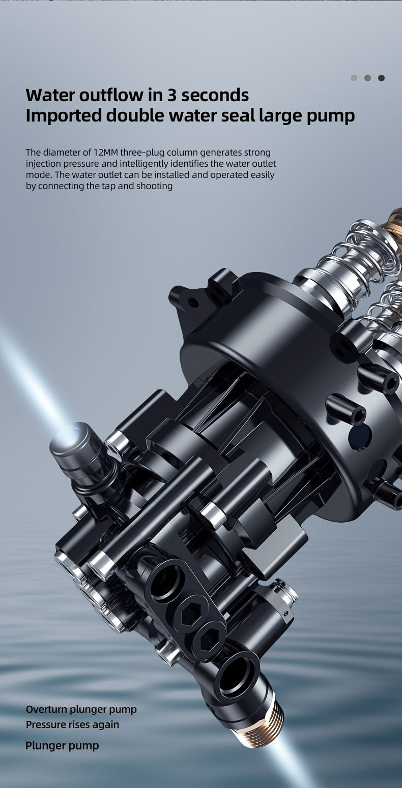 Stainless Steel High-Pressure Washer Gun, 3000 PSI Max with Quick Connect Nozzles Hose Connector, Equipped with A Single 15000mAh Battery, Single Battery Use Time Of About Half An Hour.