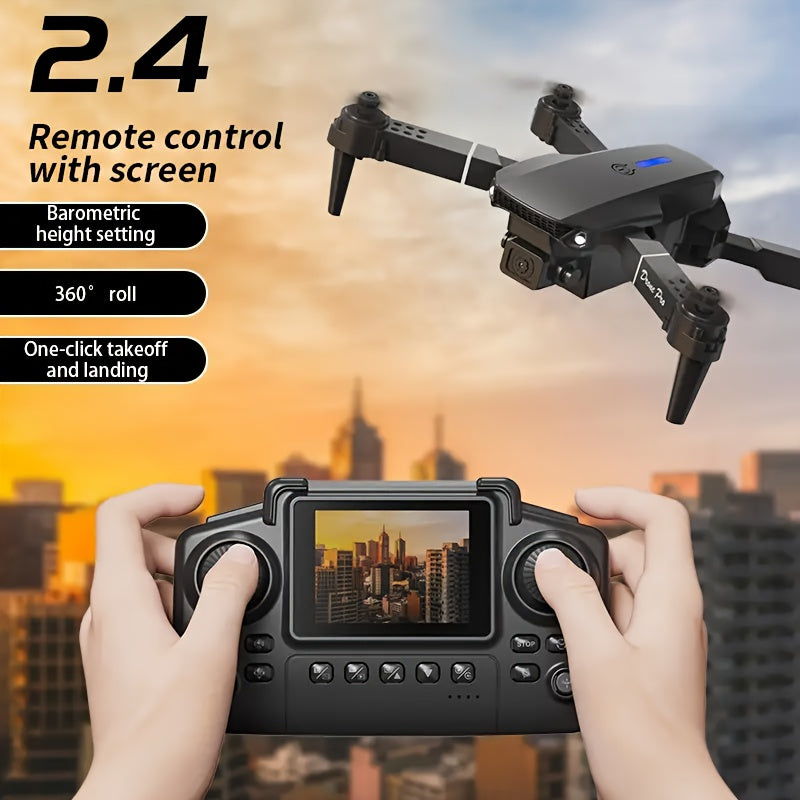 New Drone MAX Upgraded Version with 2 Batteries, Equipped with High-definition 2, 4-inch Screen Remote Control, Dual Camera Obstacle Avoidance Function, Brushless Motor, Foldable Arm, Suitable for Night Flight with Remote Con