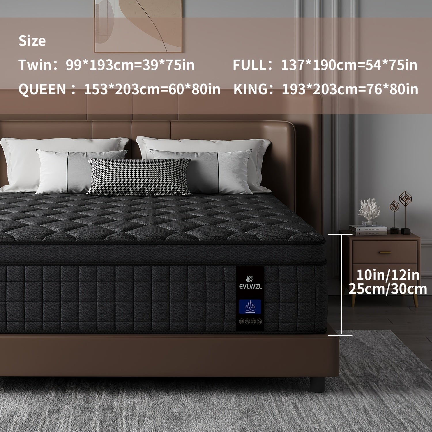 [Hybrid Mattress] Hybrid Mattress | 8in/10in/12in/14in Twin, Full, Queen, King | Memory Foam And Spring, Medium Firmness, Lumbar Support, for Home RoomsHotels, Boxed