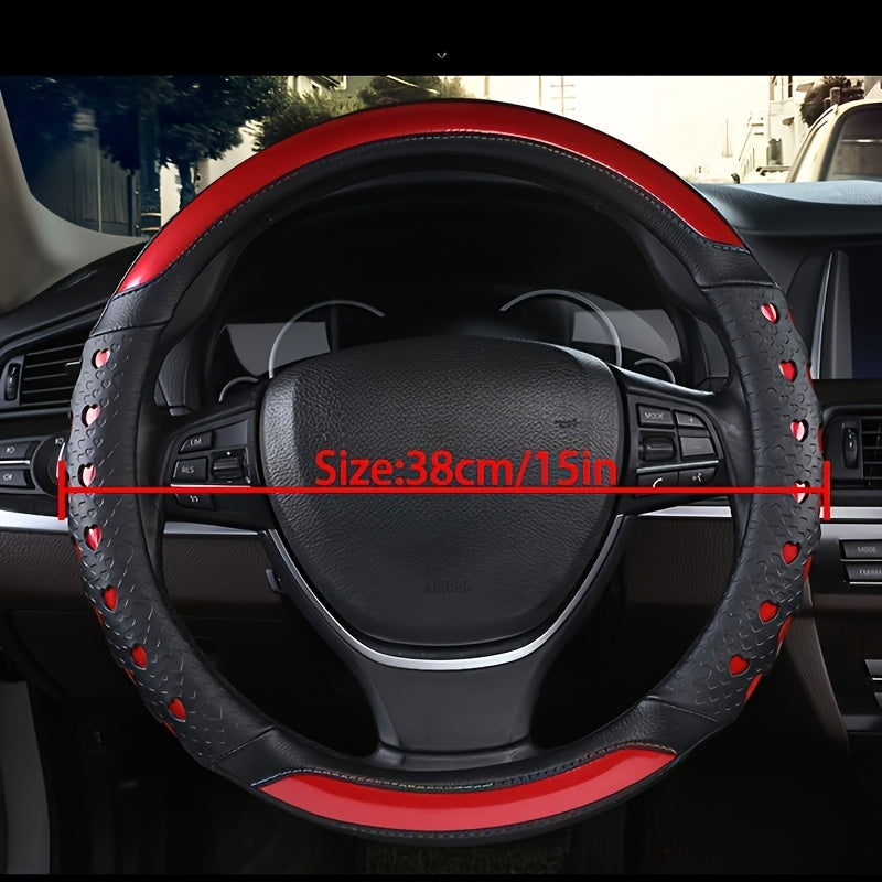 Heart Faux Leather Steering Wheel Cover