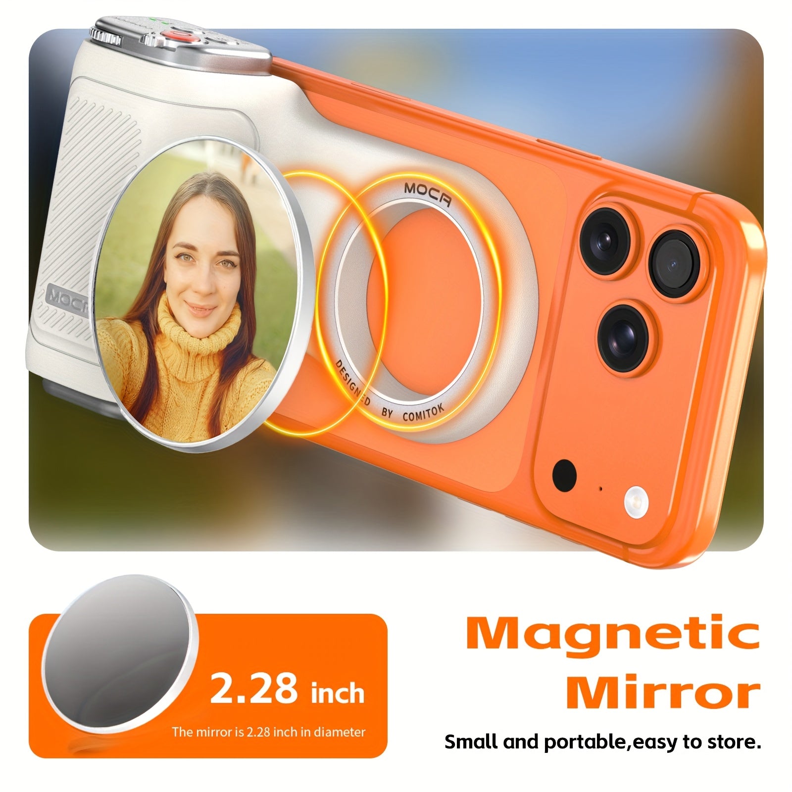 COMITOK MOCA Only for iPhone Shutter Device, Compatible with 26 & 18, One-Tap Camera Activation for iPhones, Supports Exposure Lock and Brightness Adjustment, Flip Front/Rear Cameras in One Tap, DSLR Style Release Button, ic