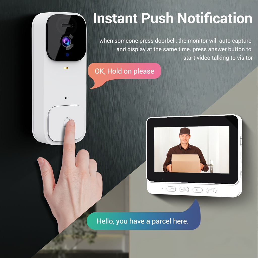 X7/NT601/X6 SMart Video Doorbell With 4.3" Display: No WiFi Needed & 128GB Storage | 300K Pixel Auto-Capture + 3+ Month Battery | 90-Min Charging - Home Security System For Apartments/Houses