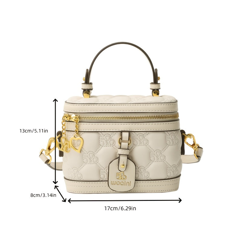 [Luxury Box Bag] High-End Retro Mini Box Bag | Light Luxury Niche, Women's Cross-Body Bag, Zipper Closure, Detachable Shoulder Strap, Valentine's Day Gift for Girlfriend, Perfect for Daily And Commuting Us