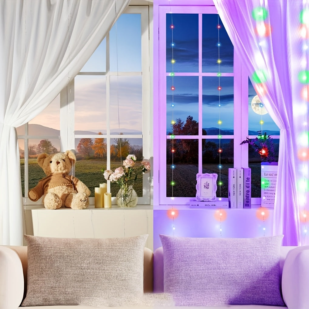[Vintage Fairy Curtain Lights] Loyyz 300/200/100LED Vintage Multi-Color Fairy Curtain Lights | USB Plug-in Indoor/Outdoor Hanging Decor for Christmas, Weddings, Parties, Bedroom - Durable Plastic String Lights for Festive Amb