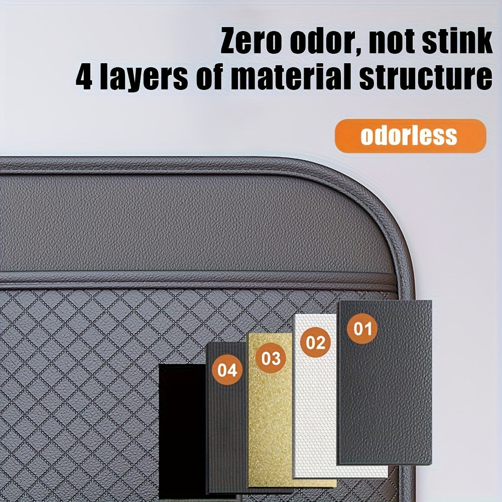 [2025 New PU Leather Car Bag] Universal Fit PU Leather Car Seat Back Organizer Bag | Multi-Layer Storage for Bottles, Tablets, Laptops & Accessories, Black, 2025 New | Stylish Car Organizer