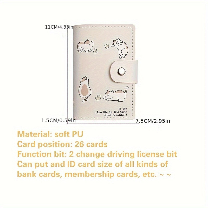 [Perfect Casual Daily Storage Bag] Cute Cat Cartoon Pattern Card Holder, Multi-card Position Card Case, Perfect Casual Card Storage Bag For Daily Use